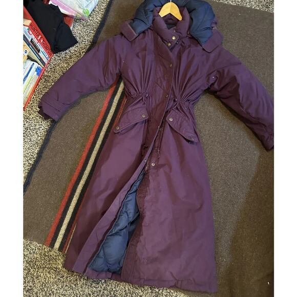 ll bean • vintage coat goose down trench purple parka trench small petite jacket - Picture 5 of 14